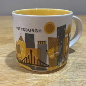 Starbucks You Are Here Collection Pittsburgh Coffee Tea Cup Mug 14 oz Gold 2013